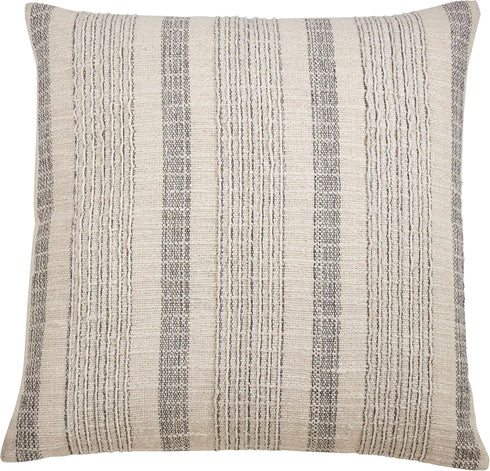 SARO LIFESTYLE Alexandria Collection Woven Striped Throw Pillow Cover, 22" in Ivory