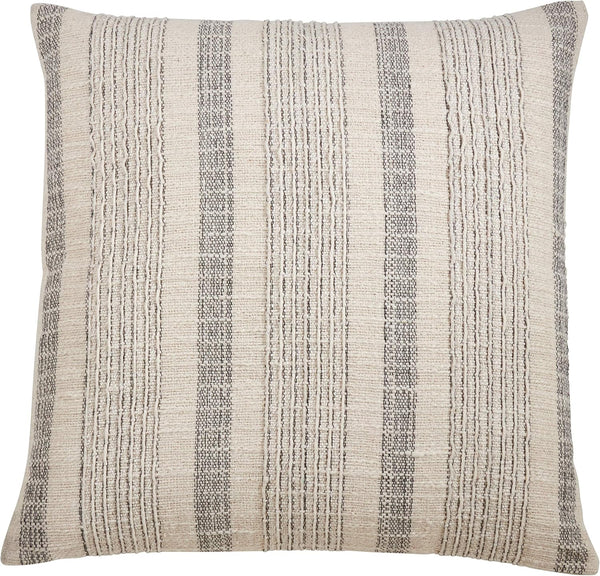 SARO LIFESTYLE Alexandria Collection Woven Striped Throw Pillow Cover, 22" in Ivory