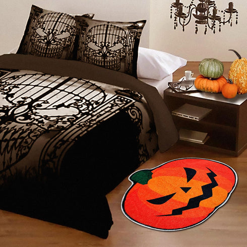 FANTPK Halloween Bathroom Rug, Fall Pumpkin Bath Mat Water Absorbent Non-Slip Washable for Shower Tub Microfiber