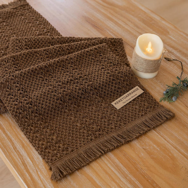 Keketoarrange Boho Brown Table Runner for Home Decor 13x48 Inches Farmhouse Small