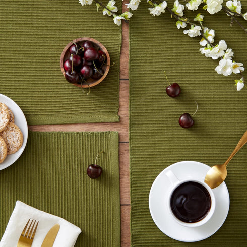 DII 100% Cotton Basic Everyday Ribbed Placemat Set, 13x19, Sage, 6 Piece