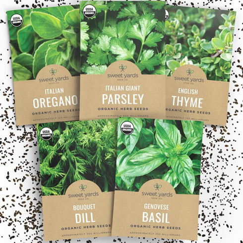 Organic Herb Seeds Variety Pack - 5 Individual Packs - 2026 Season