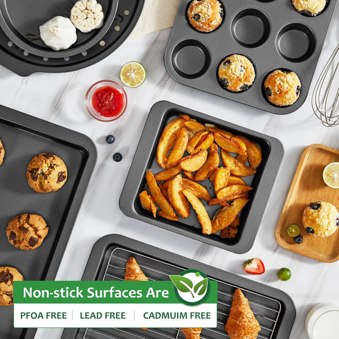 HONGBAKE Muffin Pan for Baking, Nonstick 12 Cup Cupcake Tin, 2 Pack Premium Cheesecake Pans, Dishwasher Safe - Dark Grey