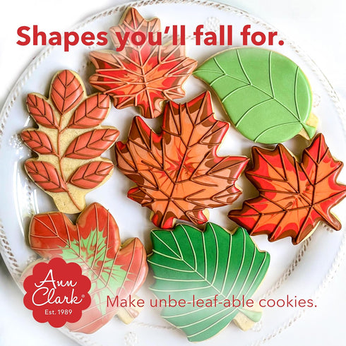 Ann Clark Cookie Cutters Fall Leaves - 7-Pc. Set Made in the USA, Oak, Teardrop, and Maple Leaf Shapes