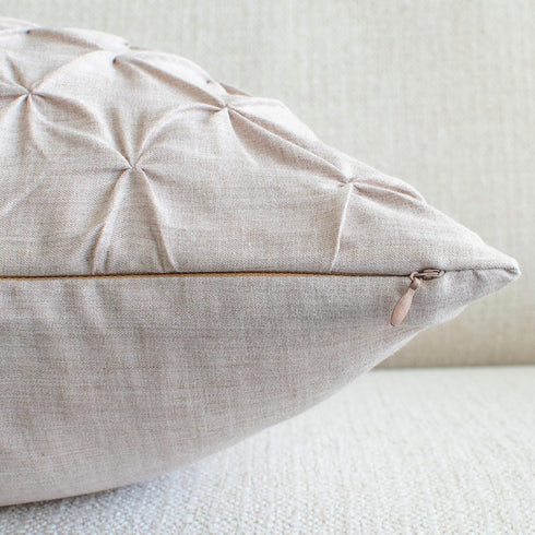 The White Petals Faux Linen Throw Pillow Covers - Pinch Pleat, 18x18 inch, Pack of 2, Natural Oatmeal