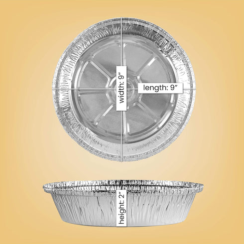 PLASTICPRO 9'' Inch Round Tin Foil Pans Disposable Aluminum, Freezer & Oven Safe - For Baking, Cooking, Storage, Roasting, & Reheating, Pack of 50 by PLASTICPRO