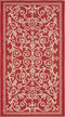 SAFAVIEH Courtyard Collection Accent Rug, 2' x 3'7", Red & Natural, Scroll Design, Non-Shedding, Indoor/Outdoor Washable