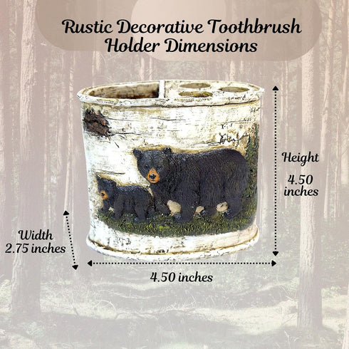 BestGiftEver Black Bear Toothbrush Holder - Rustic Cabin Bathroom Accessories and Decor - Bear-Themed Toothbrush Holder