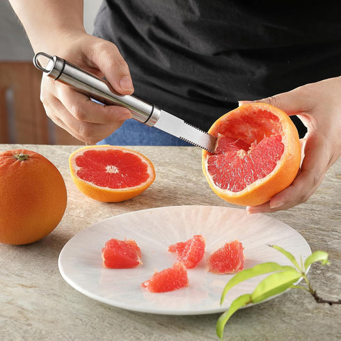 2PCS Curved Serrated Grapefruit Knife, Stainless Steel Kiwi Knife, Great for Grapefruit, Orange, Lemon, Kiwi,