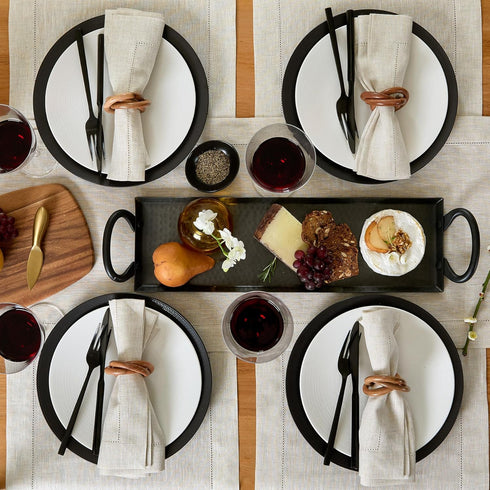 Solino Home Light Natural Linen Napkins Set of 4, 100% Pure Linen Hemstitch Dinner Napkins 20 x 20 Inch