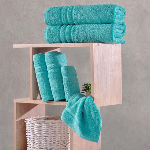 6 Set 2 2 2 Hawmam Linen Teal Turquoise Piece Bath Towels for Bathroom Original Turkish Cotton Soft, Absorbent