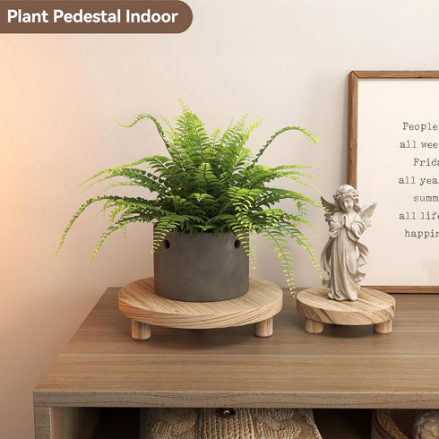 3 6/8/10" Counter Pcs Wood Plant Stand Indoor Outdoor, Wooden Stool Display Stand Round Riser Flower Pot Holder Small