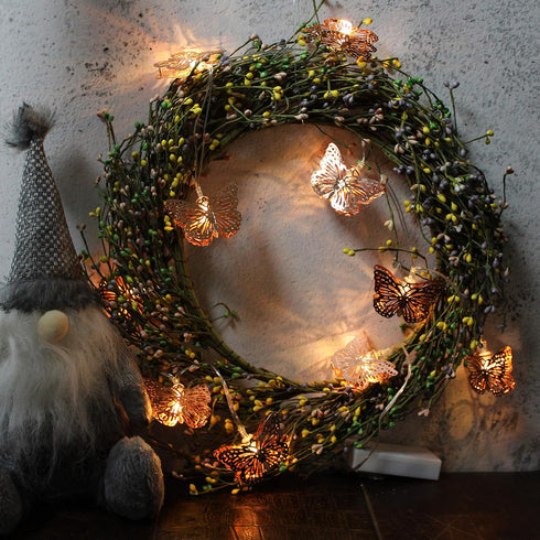5 ft/10 CVHOMEDECO. Rose Gold Metal Butterfly LED String Lights Battery Operated with Timer for Home Wedding Party
