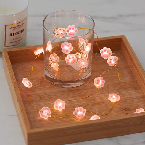 Christmas Fairy Lights Cat Paw String Lights - Cute Decorations for Cat Christmas Tree & Kids Bedroom