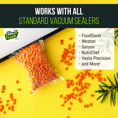 Vac Fresh Food Vacuum Sealer Rolls, 11" x 50', 3.5mil Embossed Food Storage Bags