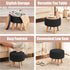 Poofzy Small Ottoman with Storage, Small Foot Stool Ottoman with Wood Legs, Sherpa Foot Rest for Couch, Living Room