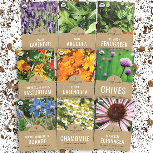Organic Edible Flower Seeds Variety Pack - 9 Individual Packs - 2026