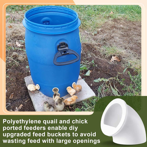 40 Pack (1.5 Inch,White) Teenyyou Quail Feeders No Waste Chicken Feeder Port DIY Chick Feed Saver Quail Supplies