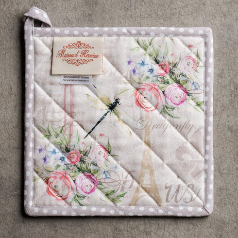 Maison d' Hermine Pot Holders, 100% Cotton Heat Resistant Potholders, 8" x 8", Champ De Mars
