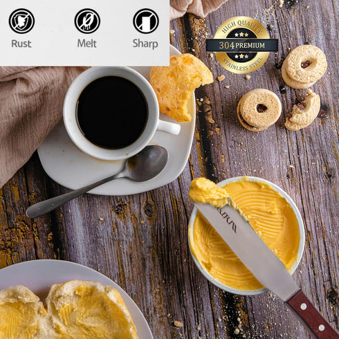 Straight Icing Spatula Baking Set of 6", 8" & 10" Wooden Handle Cake Decorating Frosting Spatulas