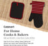 Cuisinart Neoprene Oven Mitts and Potholder Set, Heat Resistant Gloves with Non-Slip Grip, Red Dahlia