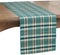 SARO LIFESTYLE Kalama Collection Plaid Woven Table Runner, 14" x 72", Turquoise Water Hyacinth