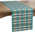 SARO LIFESTYLE Kalama Collection Plaid Woven Table Runner, 14" x 72", Turquoise Water Hyacinth