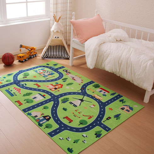 3' 5' Amazon Basics Kids Washable Area Rug, Printed Carpet Play Mat for Living Room, Bedroom, Nursery, Classroom, W L
