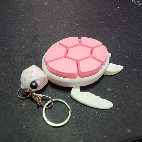 Articulating Sea Turtle Fidget Keychain Charm (White/Pink) - Sensory Fun