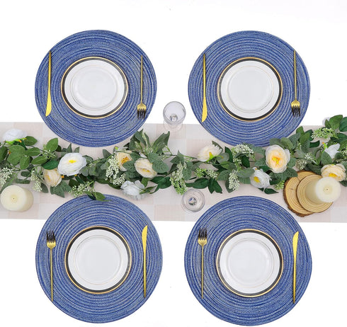 SHACOS Round Braided Placemats, 15 inch Set of 6 Washable Kitchen Table Placemats for Home Wedding Party