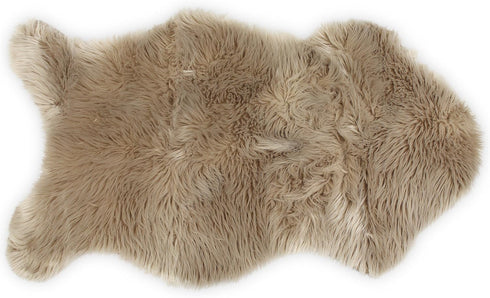 Nouvelle Legende Faux Fur Sheepskin Rug, Single, Soft Plush Accent Rug, 23" x 40", Brown