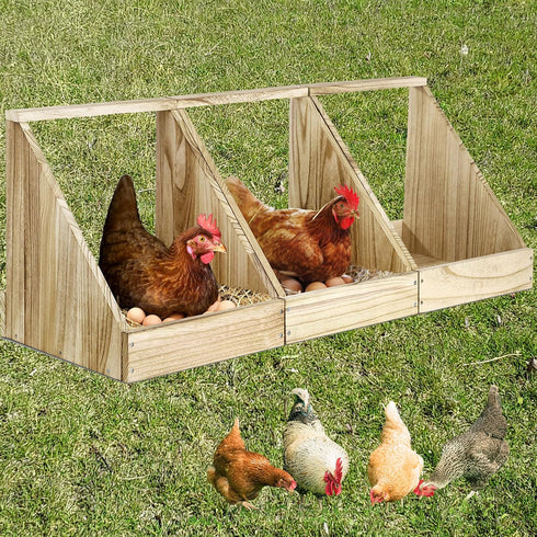 Chewoof 3 Pack Chicken Nesting Box, Wooden Single Compartment Chicken Nesting Box for Outdoor Coop, Comfortable Laying