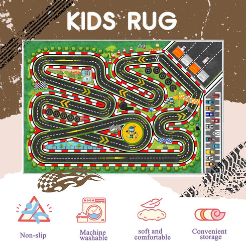47''x71'' Kids Racing Rug Car Road Kid Rug Carpet Playmat for Playoom Traffic Road Kid Play Mat for BedroomKids
