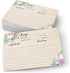 321Done 4x6 Floral Recipe Cards (Set of 50) - Thick Double Sided Premium Card Stock, Watercolor Flowers