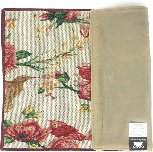 Tache Spring Placemats Set of 4 Floral Sweet Red Roses Birds Shabby Chic Vintage Tapestry Kitchen Dining Linens