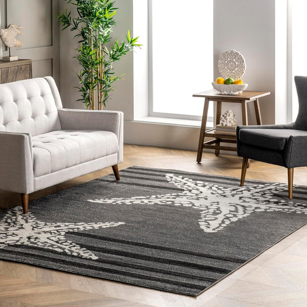 nuLOOM 2x3 Grey Coastal Minnie Starfish Accent Rug