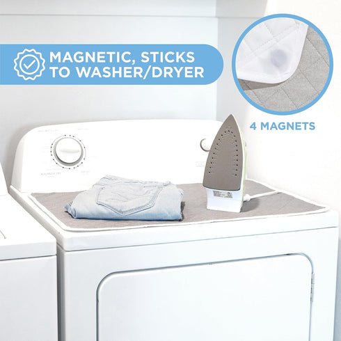 HOLDN’ STORAGE Ironing Mat, Magnetic Laundry Mat, 28.25” x 19”, Gray, Quilted for Washer and Dryer