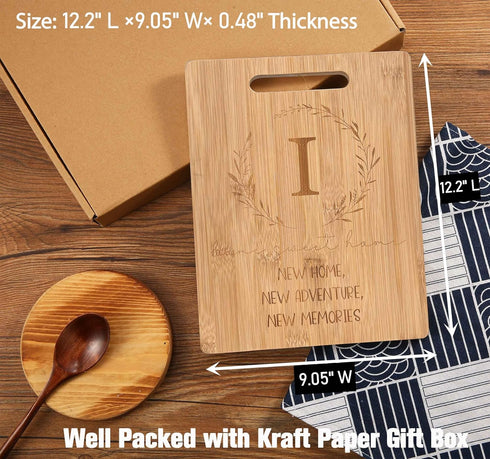 Bamboo Carved Cutting Board Gift for Home Kitchen, Perfect for Housewarming and Wedding Gifts