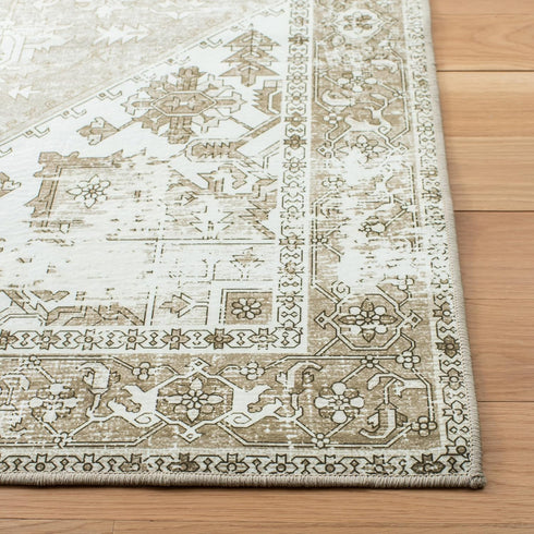 3' (TSN102W) SAFAVIEH Washable Rug Tucson Collection - Square, Sage & Ivory, Slip Resistant & Easy to Clean, Ideal