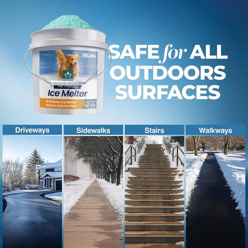 Maple99 -18 lb -5 Pet Safe Ice Melt Safe for Concrete Snow Salt Ice Melt Pet Friendly, Green Salt for Snow and Ice