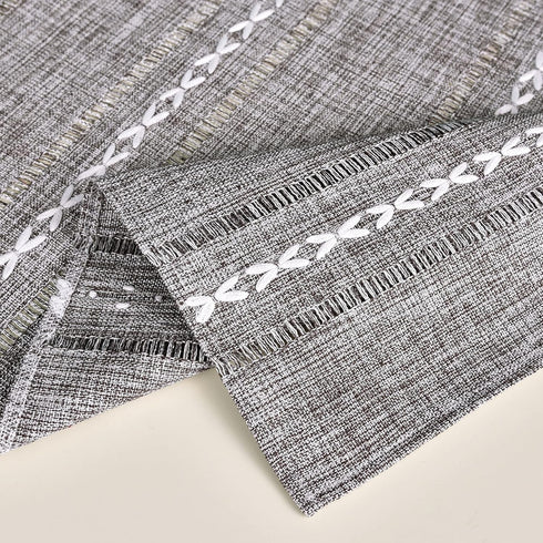 24x24 inch) NEWISHER Rustic Farmhouse Embroidered Small Square Tablecloth Jacquard Striped Table Cloth Linen Texture