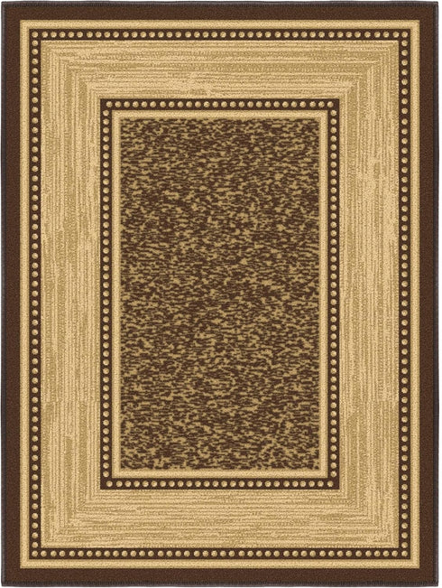 Ottomanson Non-Slip Border Rugs for Entryway, 2'3" x 3', Durable Stain Resistant Entrance Mat for Bathroom