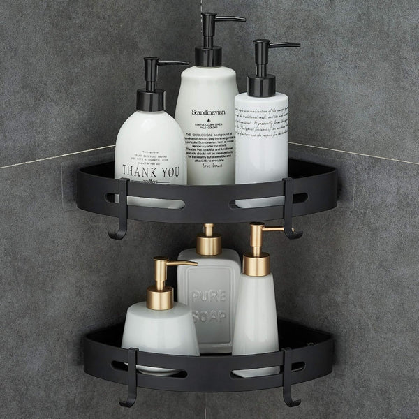 Hoomtaook Adhesive Corner Shelf Bathroom Shower Caddy Organizer for Kitchen Toilet No