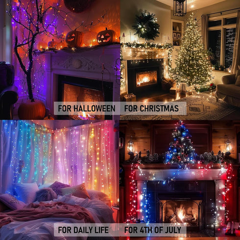 33ft 100 Dazzle Bright Color Changing Christmas Lights, LED RGB String Lights with Remote & Timer, USB Powered Fairy