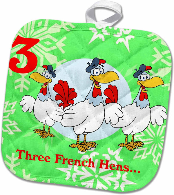 3D Rose 12 Days of Christmas Four Calling Birds Pot Holder, 8 x 8