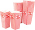 GSM Brands Popcorn Containers Boxes (100 Pack) - Striped White and Red Paper for Home Movie Theater