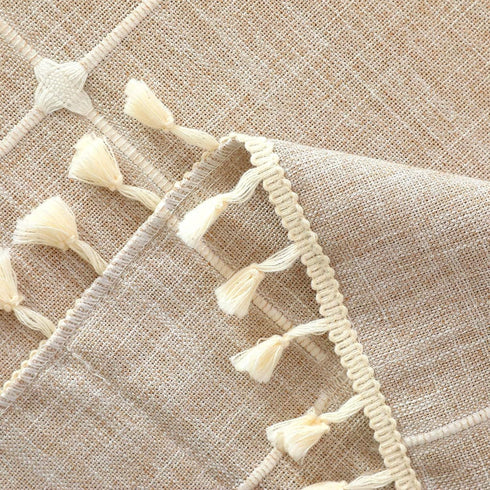 20x64 Inch SIELUNO Rustic Farmhouse Rectangle Coffee Table Cover - Cotton Linen Waterproof Cloth With Pockets