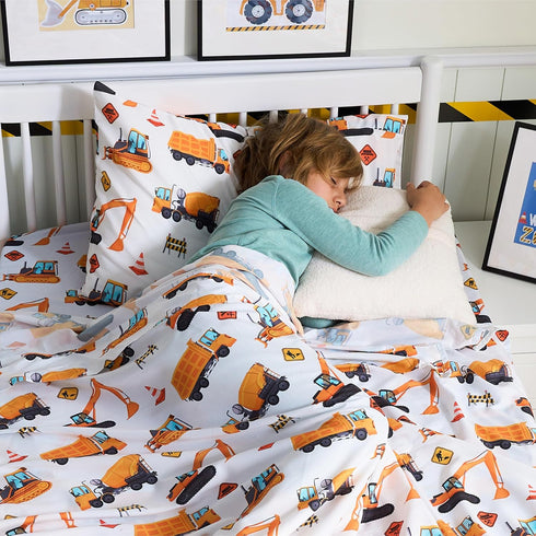 Set 4 Cozy Set, Joiedomi Kids Full Sheet Construction Vehicle - Piece Soft Microfiber Bed Sheets - Deep Pocket Wrinkle