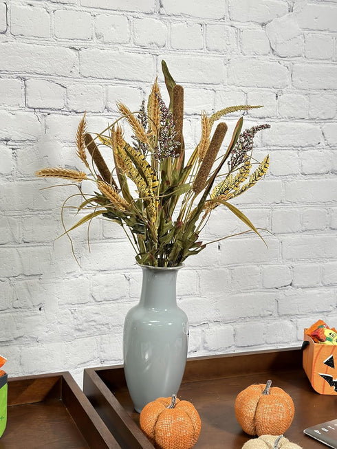 Admired By Nature 14 Stems Artificial Flowers Cattail Wheat Mixed Bush Arrangement for Home Decor, Weddings