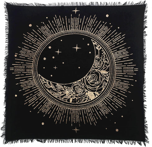 Indian Consigners Altar Cloth, Sun Moon Star Witchcraft Alter Tarot Spread Top Cloth, 24 by 24 Sacred